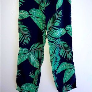 Navy Blue and Green Tropical Boutique Pants